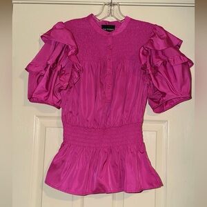 NWT Zac Posen Fuchsia Ruffle Blouse size 6